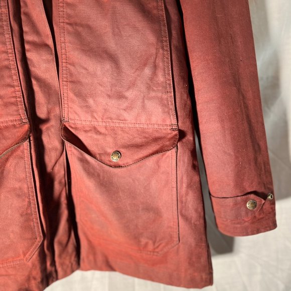 Womens Moorcroft Jacket + Hood SMALL Red Burgundy Outerwear Chore Wax Canvas NEW - Picture 5 of 16
